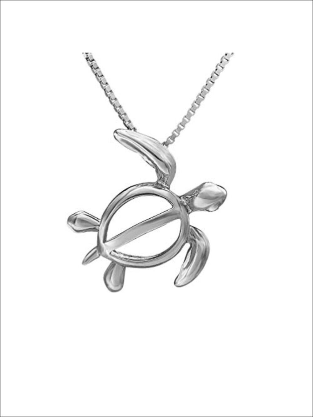 Sterling Silver Turtle Honu Pendant Necklace 18" Box Chain Hypoallergenic Gift